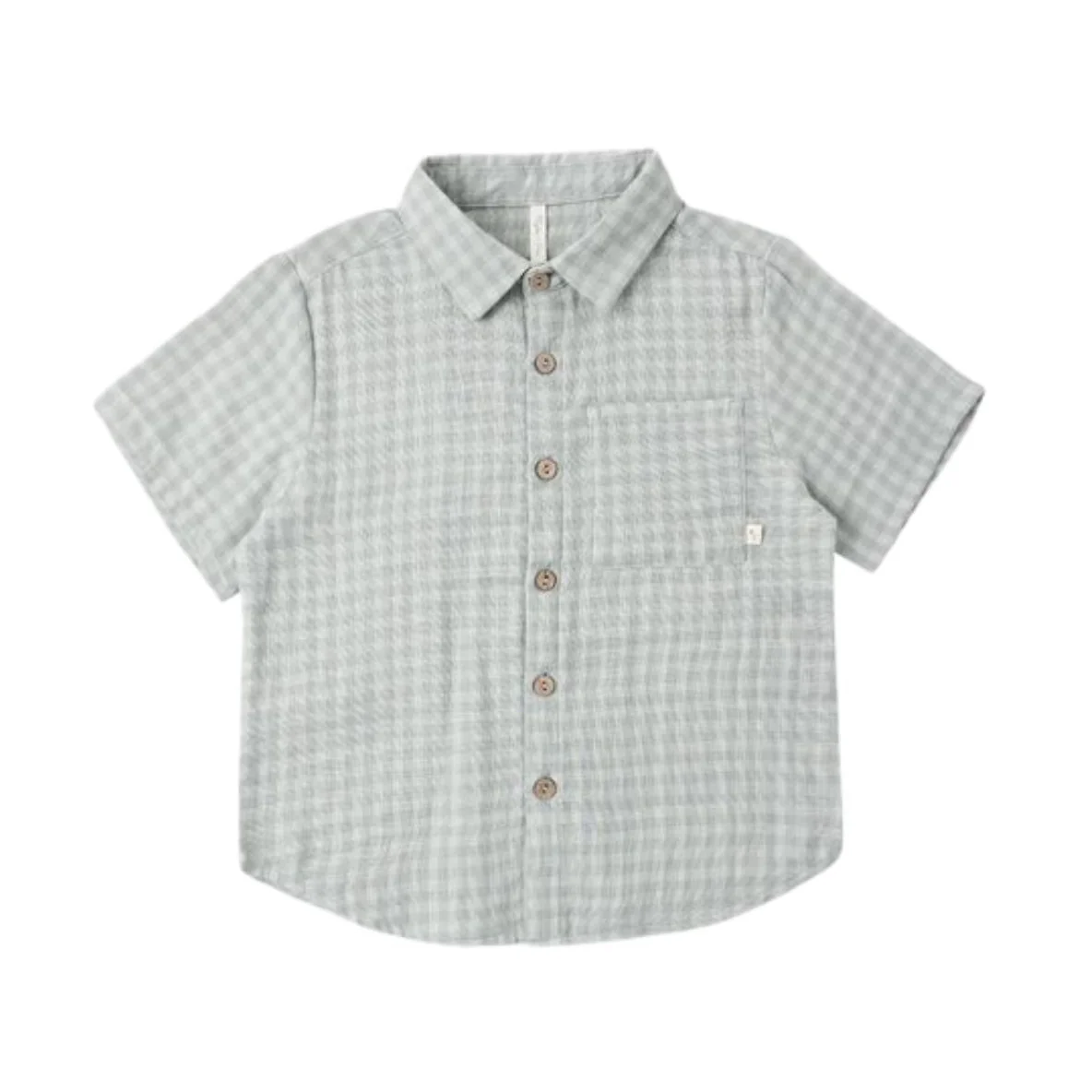 Collared Short Sleeve Shirt - Green Gingham by Rylee + Cru
