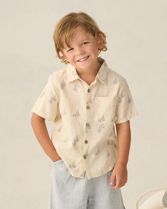 Collared Short Sleeve Shirt - Sail by Rylee + Cru - Image 2