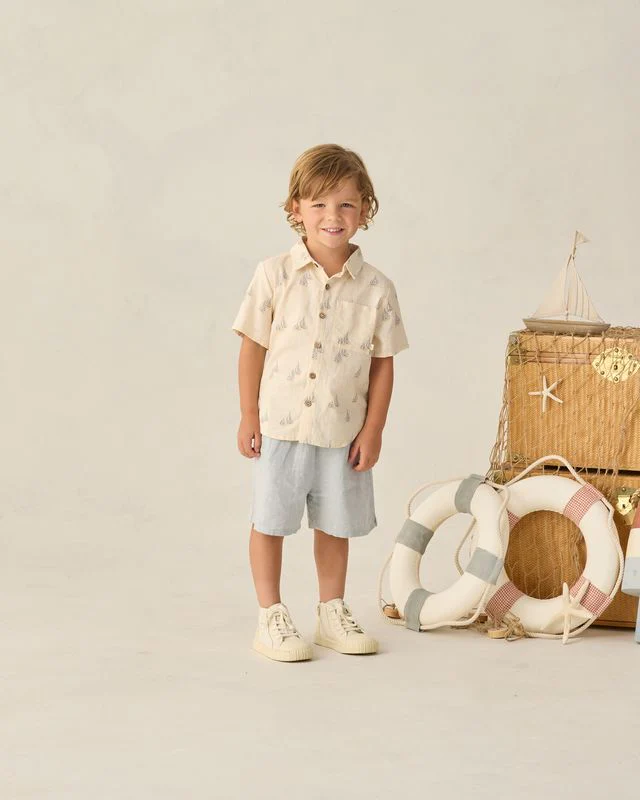 Collared Short Sleeve Shirt - Sail by Rylee + Cru - Image 3