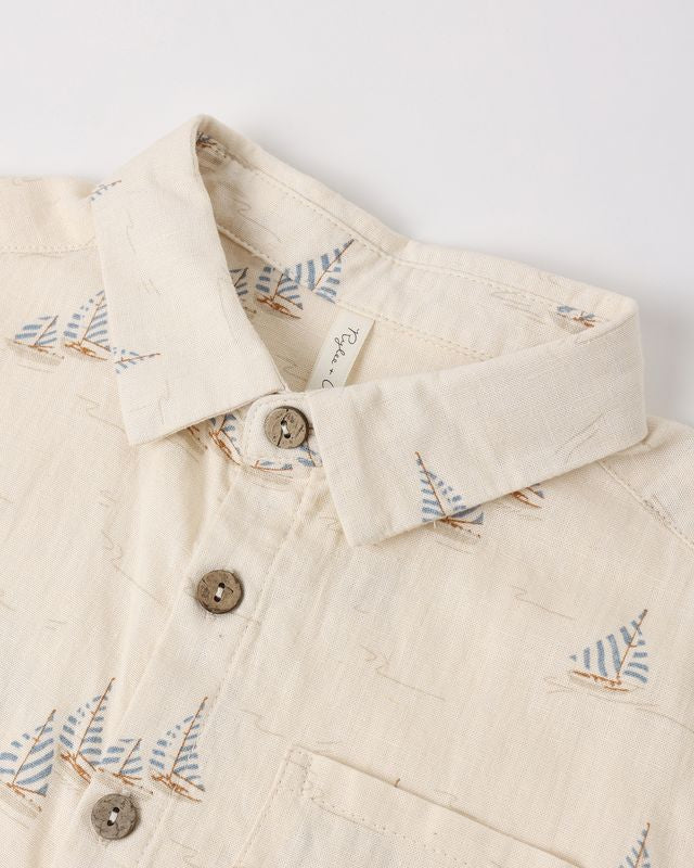 Collared Short Sleeve Shirt - Sail by Rylee + Cru - Image 4