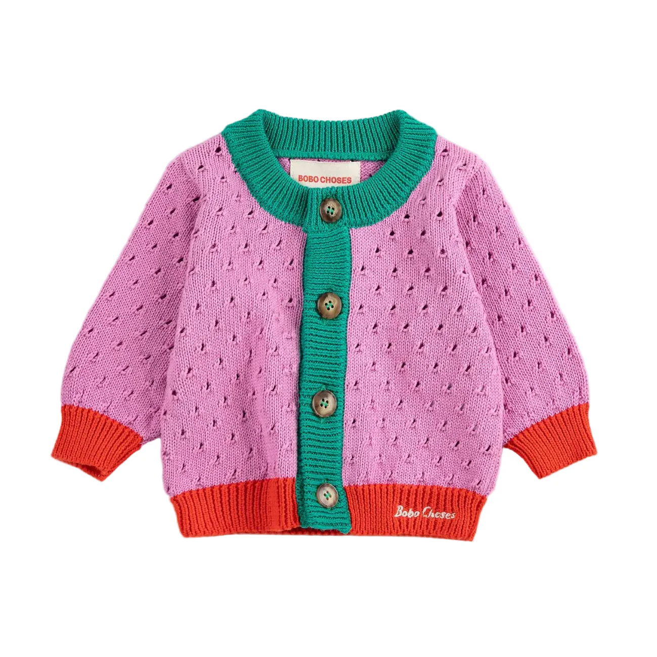 Color Block Open Work Cardigan by Bobo Choses - FINAL SALE