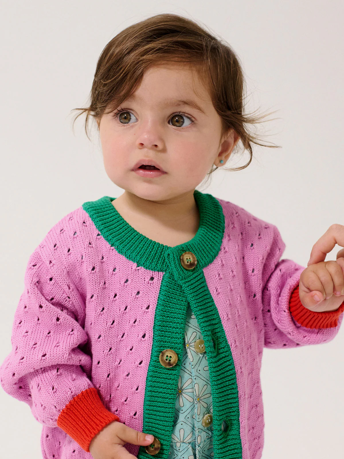 Color Block Open Work Cardigan by Bobo Choses - FINAL SALE - Image 2