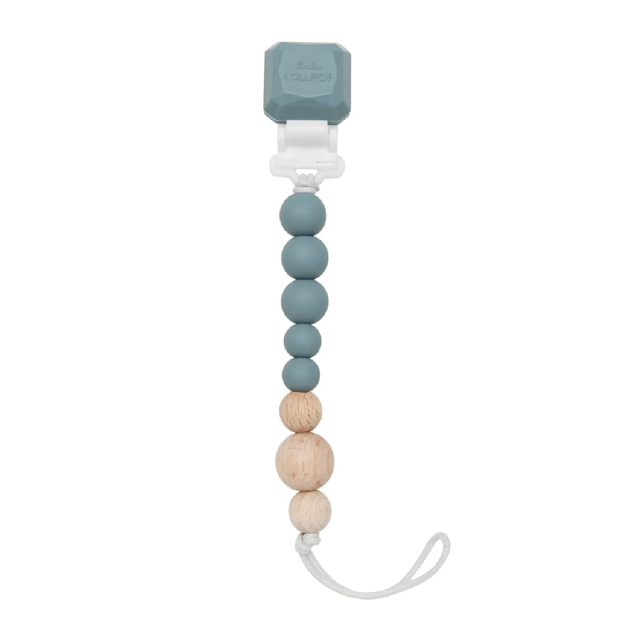 Color Pop Silicone + Wood Pacifier Clip - Slate by Loulou Lollipop