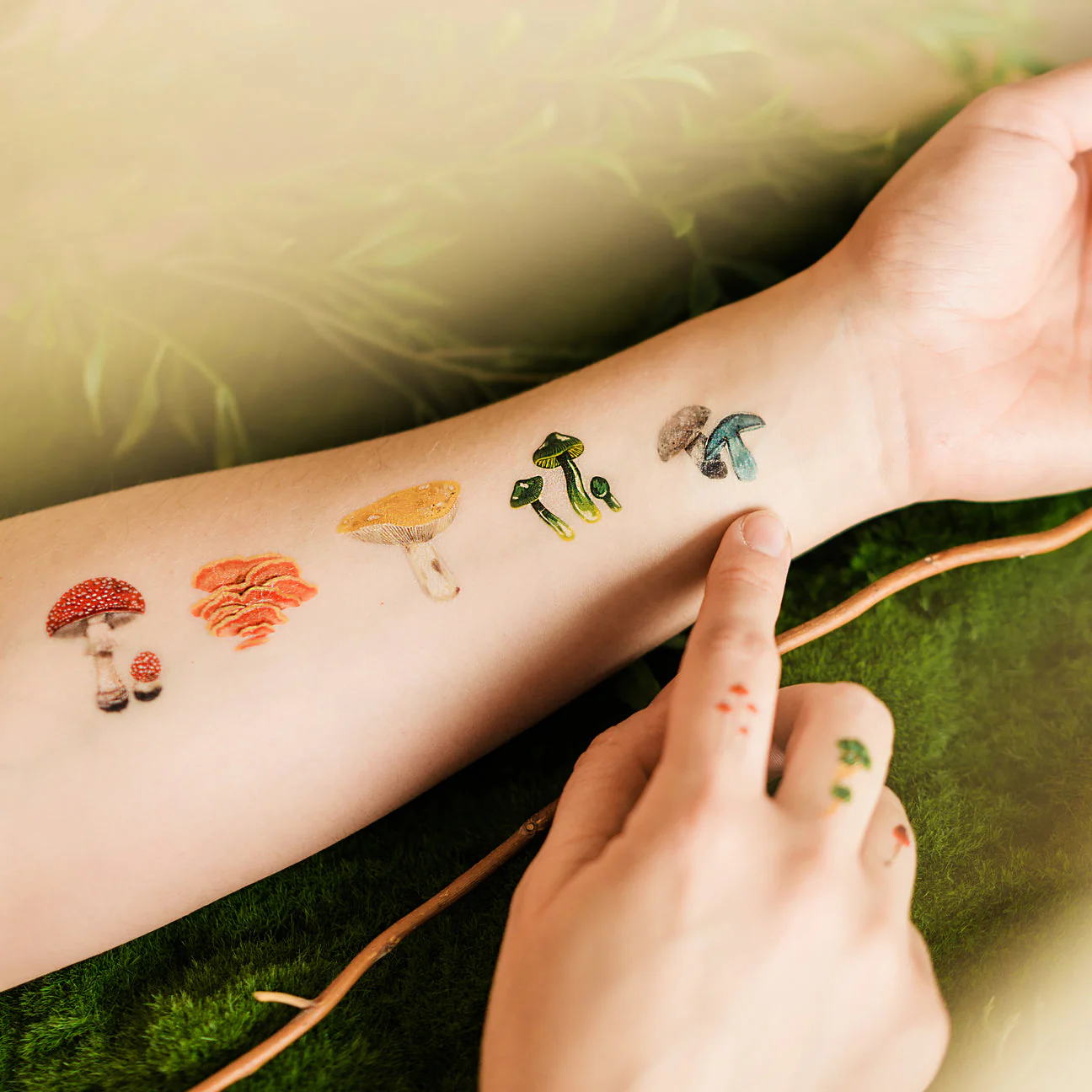 Colorful Mushrooms Sheet Tattoos - Set of 2 by Tattly - Image 2