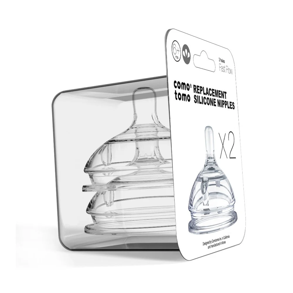 Comotomo Natural Teat Silicone Nipple - Fast Flow - Image 2