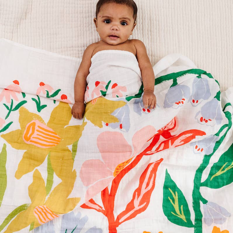 Cottage Garden Muslin Swaddle by Clementine Kids - Image 3
