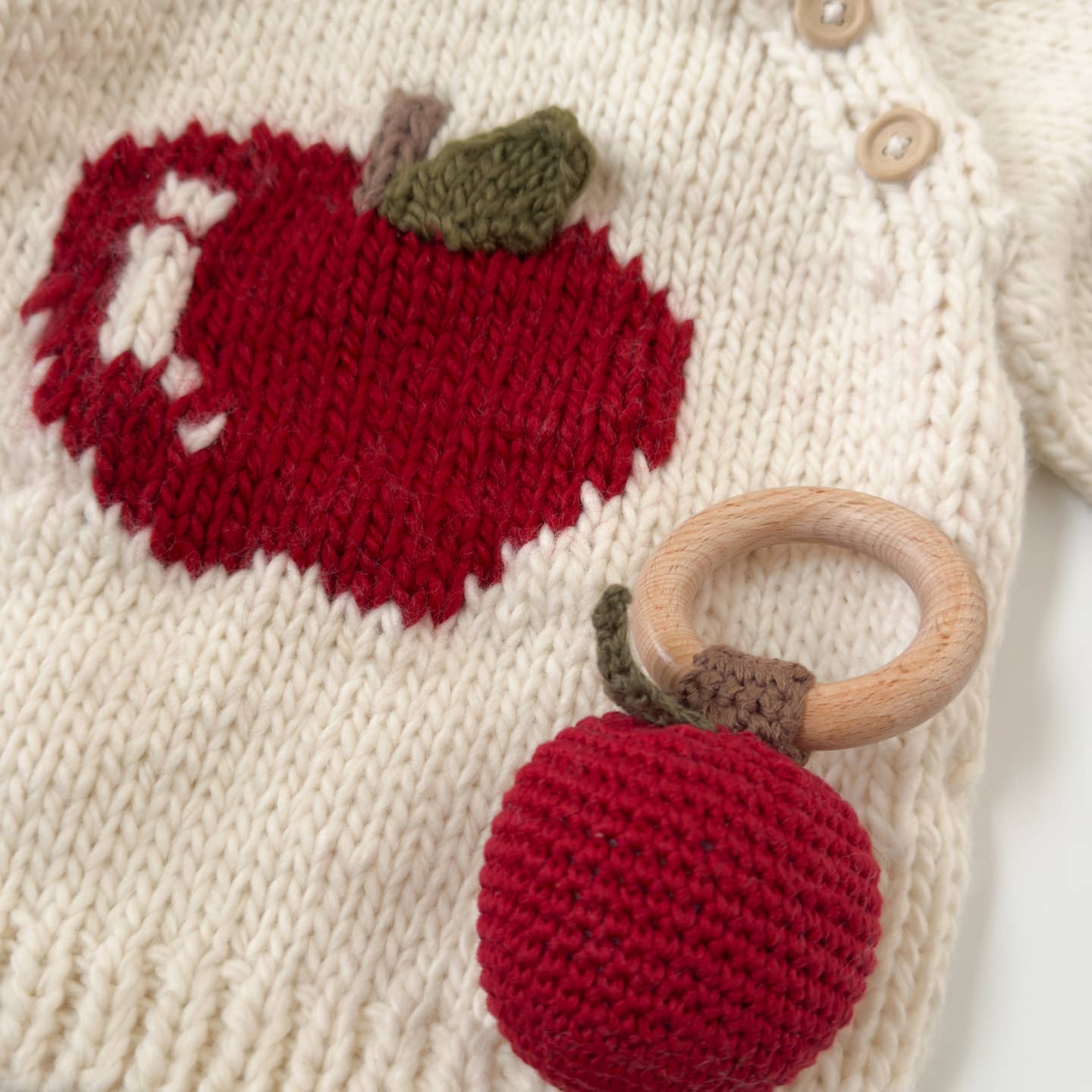 Cotton Crochet Rattle Teether - Apple by The Blueberry Hill - Image 3
