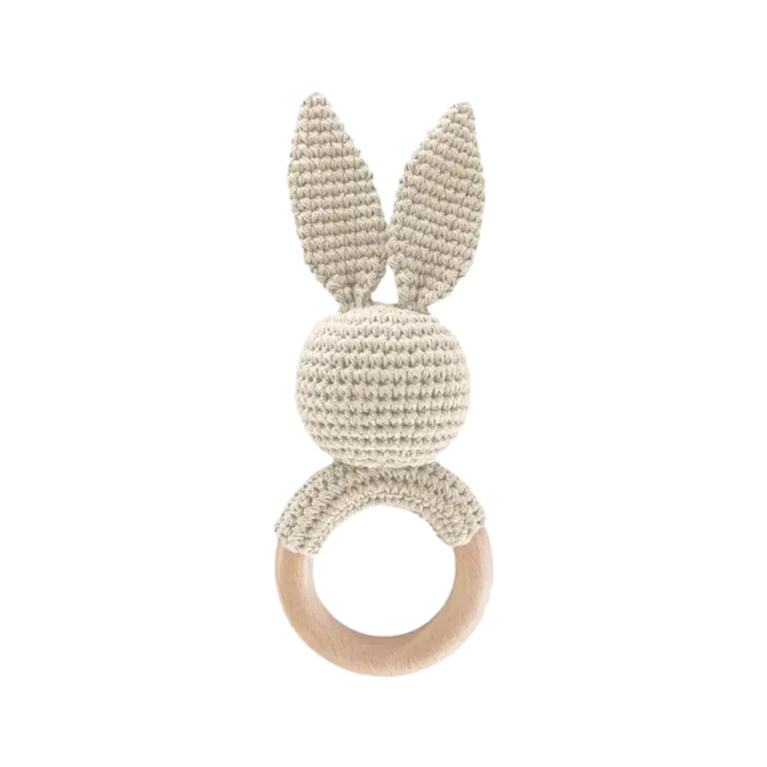 Cotton Crochet Rattle Teether - Cream Bunny by The Blueberry Hill