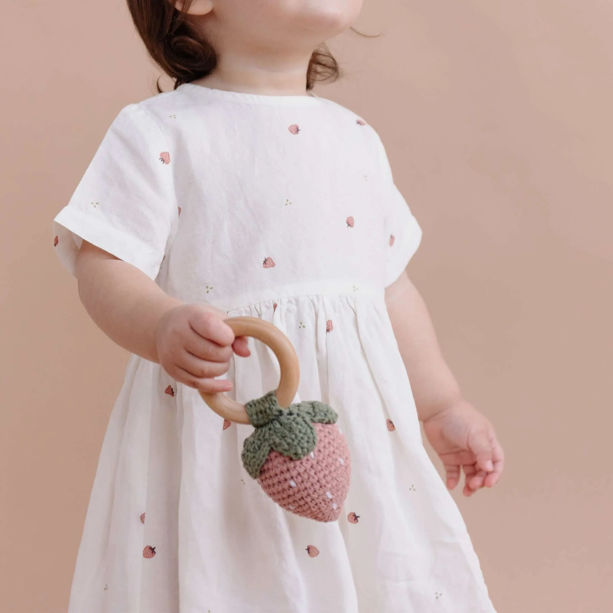 Cotton Crochet Rattle Teether - Pink Strawberry by The Blueberry Hill - Image 2