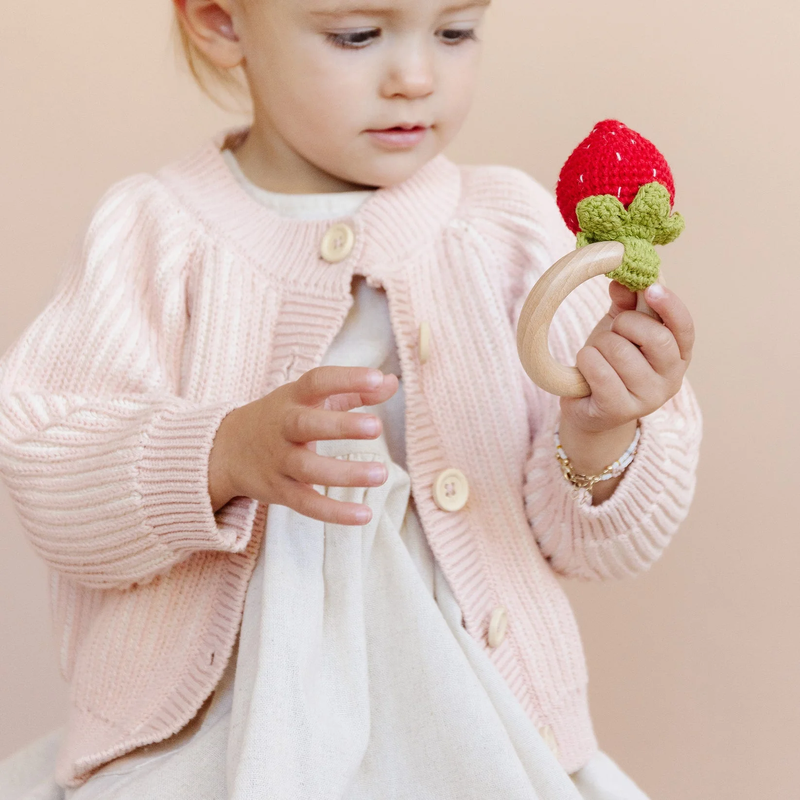 Cotton Crochet Rattle Teether - Red Strawberry by The Blueberry Hill - Image 3