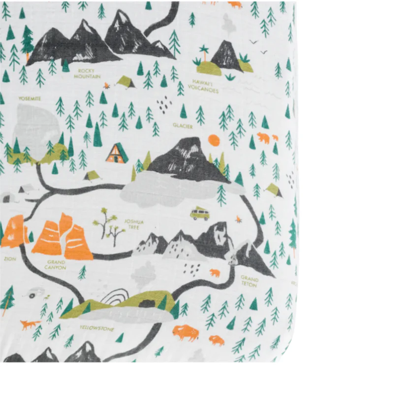 Cotton Muslin Crib Sheet - National Parks by Clementine Kids