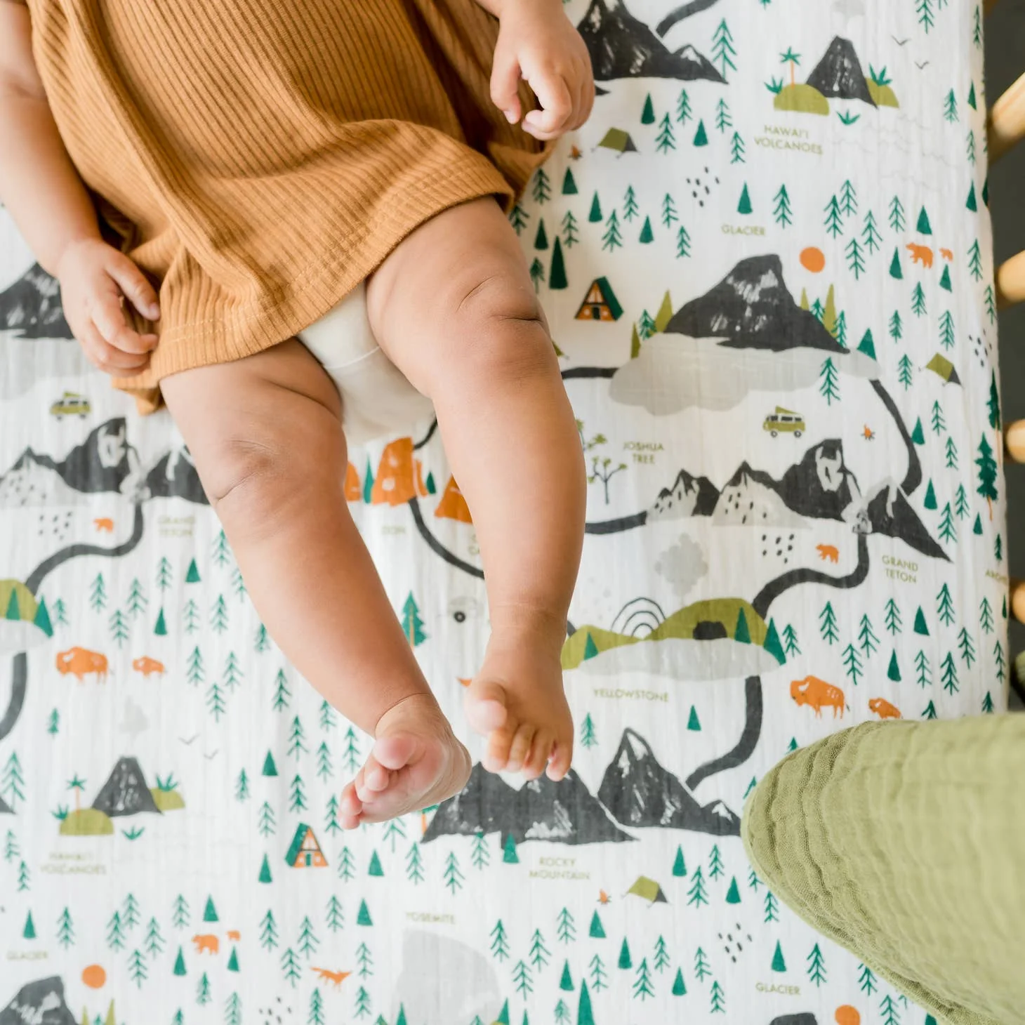 Cotton Muslin Crib Sheet - National Parks by Clementine Kids - Image 3