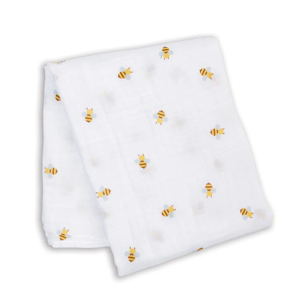 Cotton Muslin Swaddle - Bees by Lulujo - Image 2