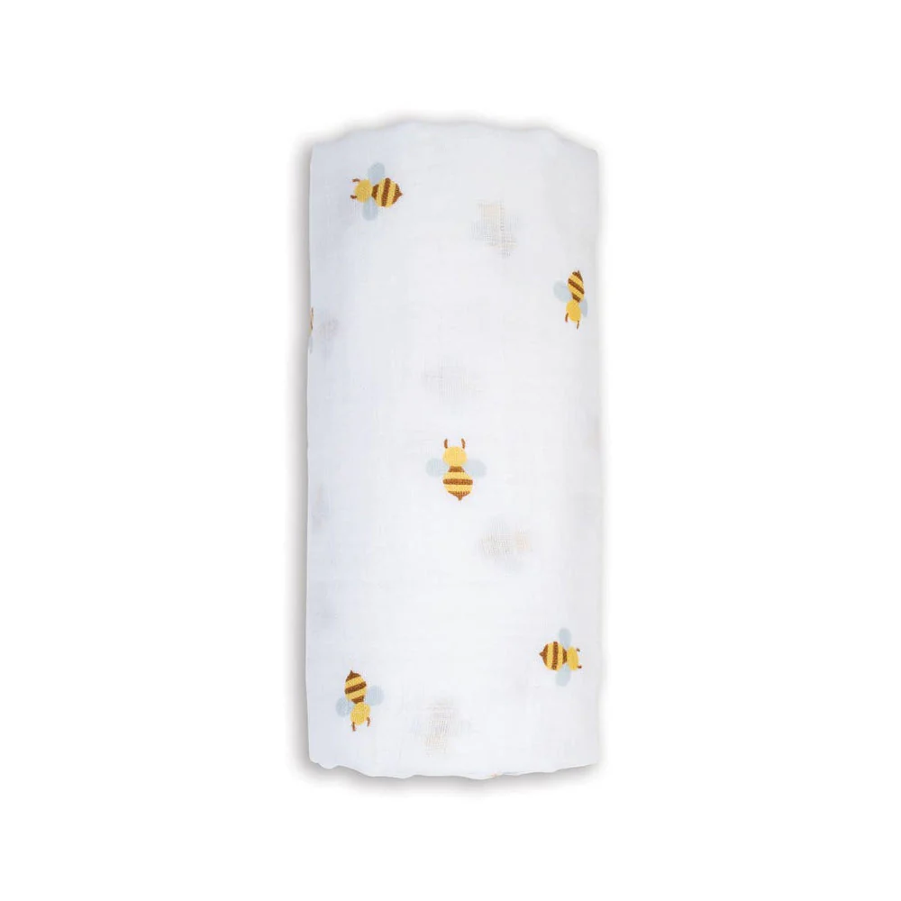 Cotton Muslin Swaddle - Bees by Lulujo - Image 3