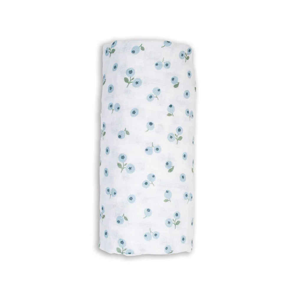 Cotton Muslin Swaddle - Blueberries by Lulujo - Image 3