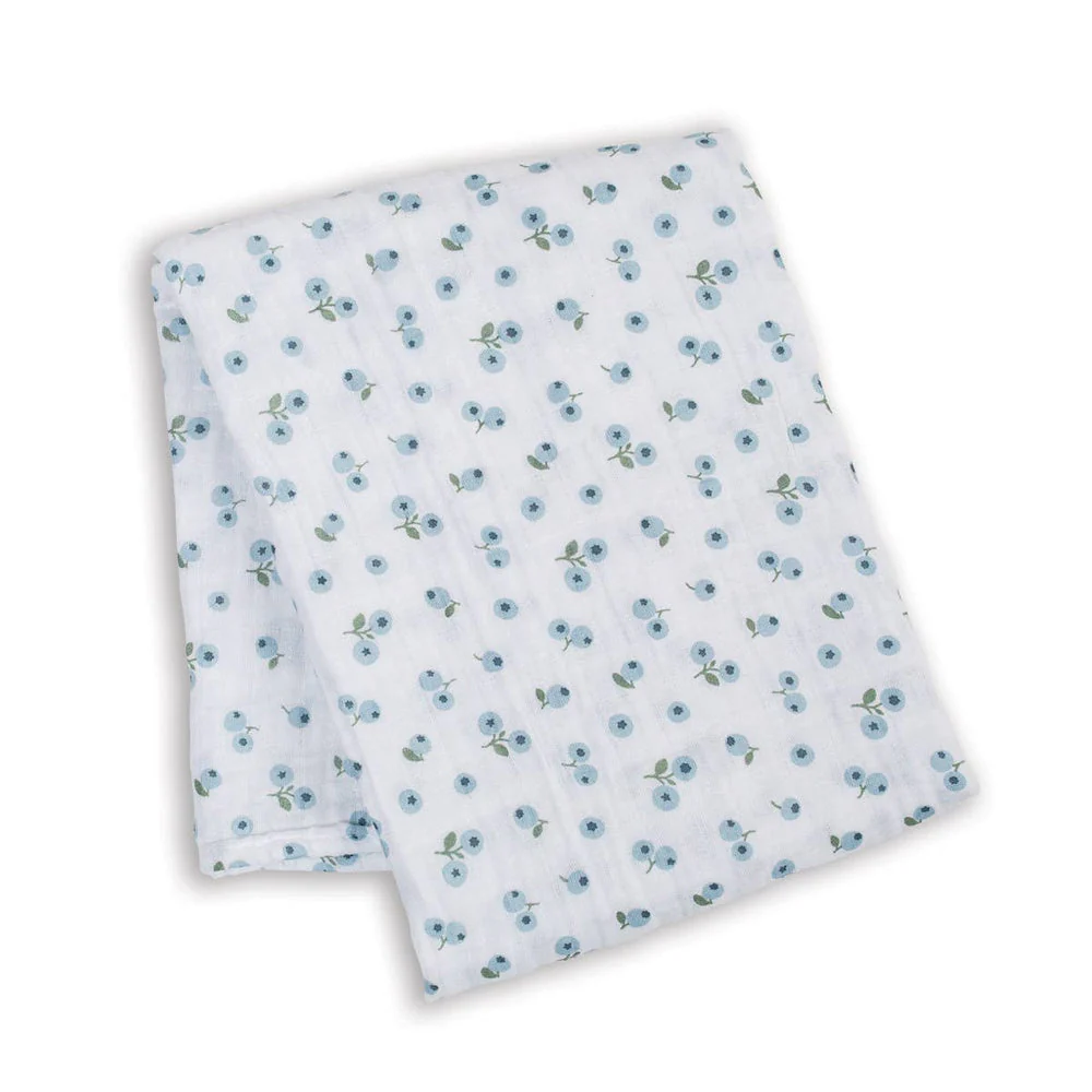 Cotton Muslin Swaddle - Blueberries by Lulujo - Image 4