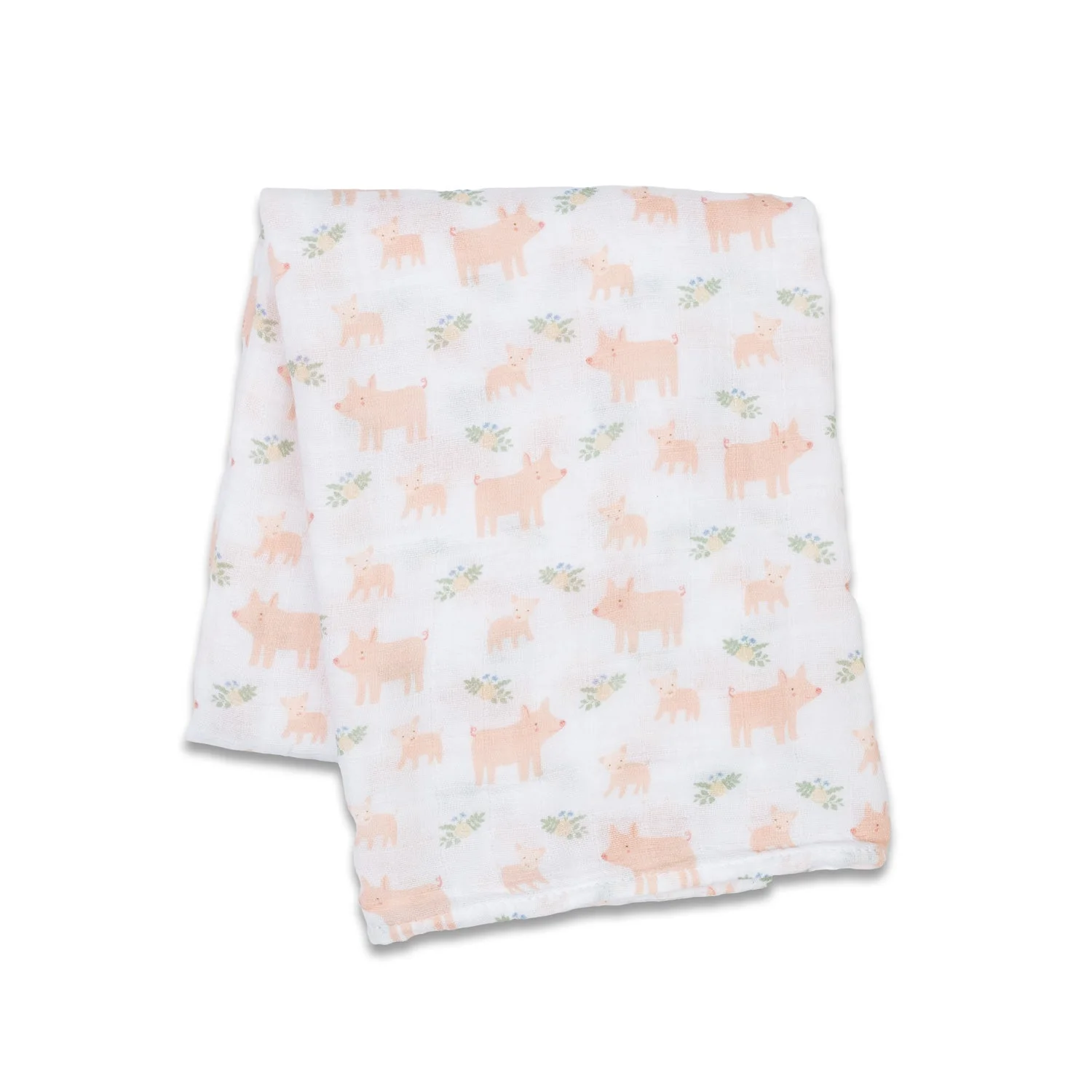 Cotton Muslin Swaddle - Piggy by Lulujo - Image 4