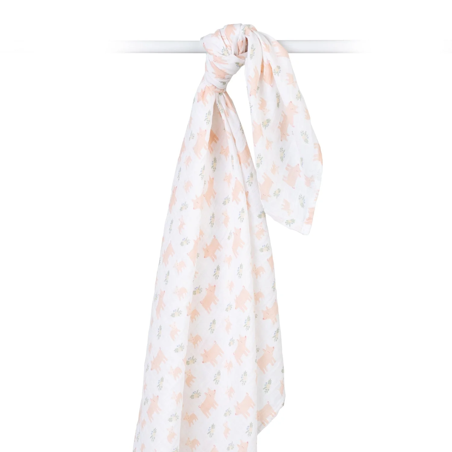 Cotton Muslin Swaddle - Piggy by Lulujo - Image 6