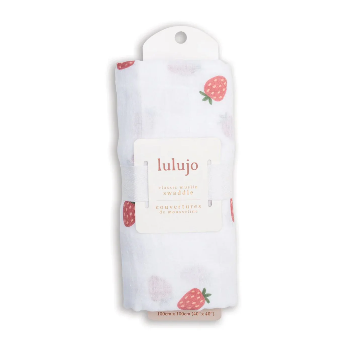 Cotton Muslin Swaddle - Strawberries by Lulujo