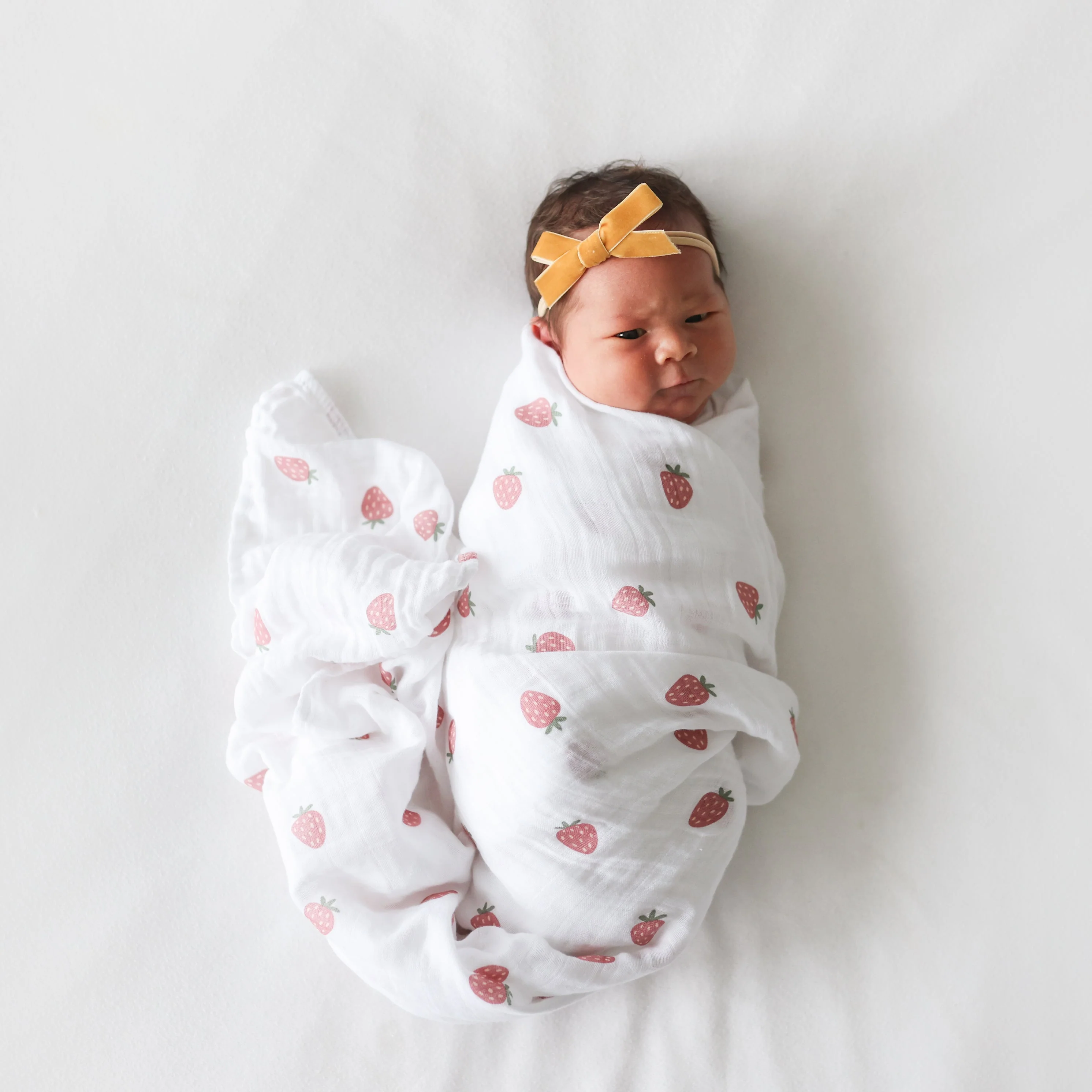 Cotton Muslin Swaddle - Strawberries by Lulujo - Image 2