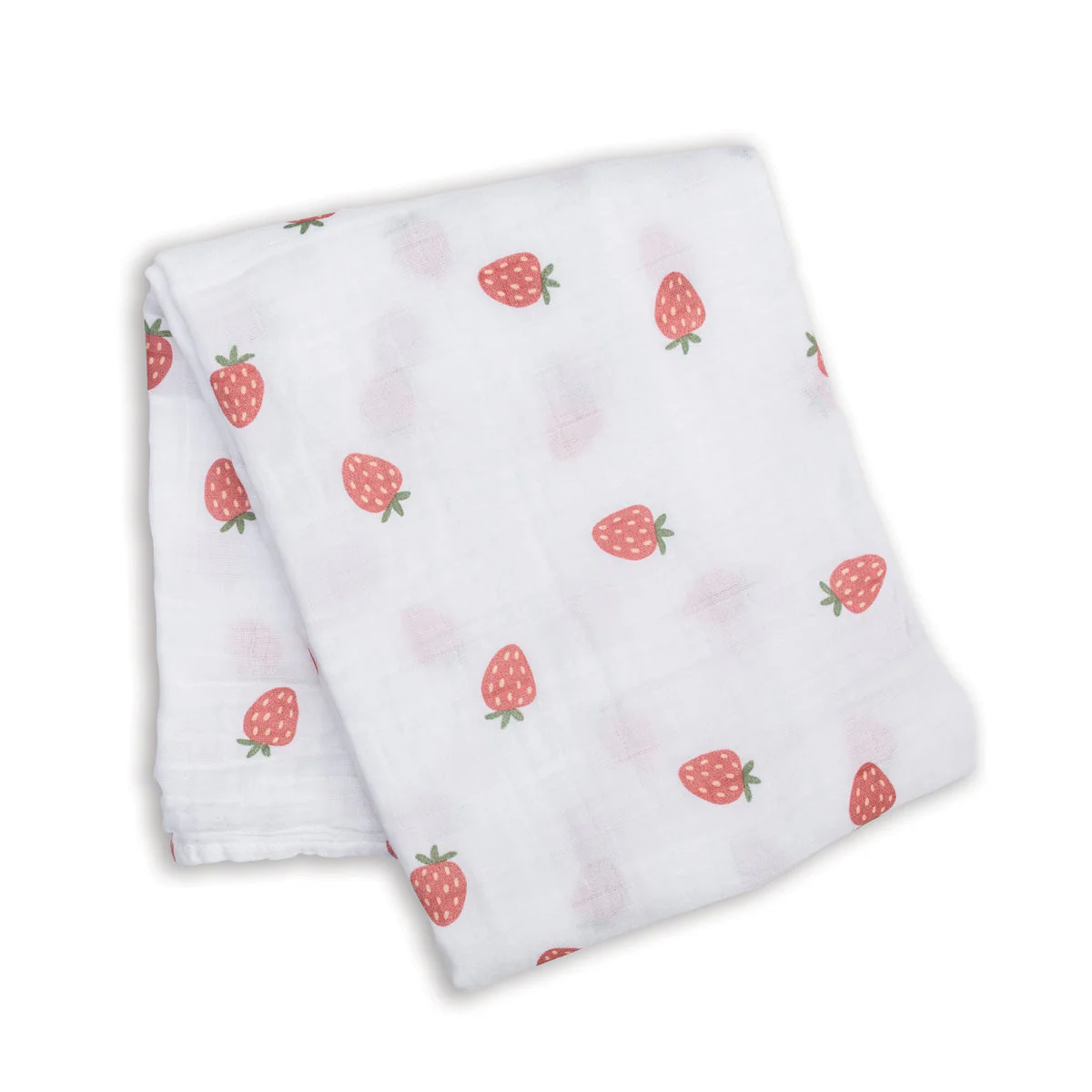 Cotton Muslin Swaddle - Strawberries by Lulujo - Image 7