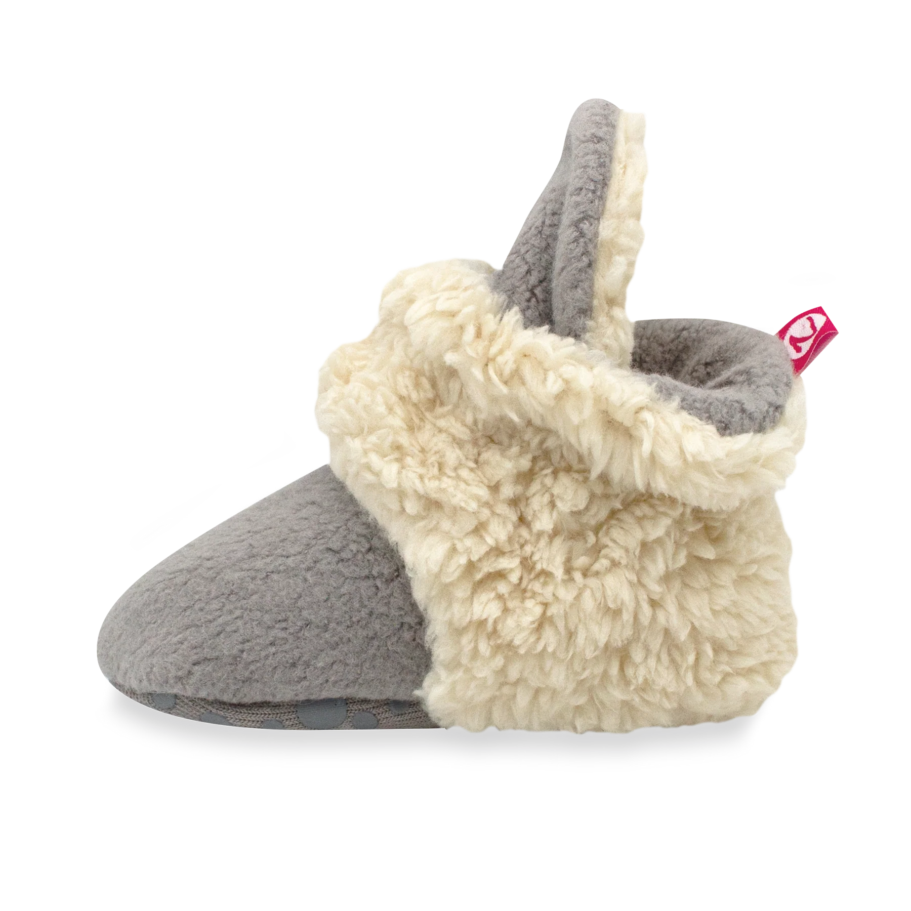 Cozie Fleece Furry-Lined Gripper Bootie - Grey by Zutano - Image 5