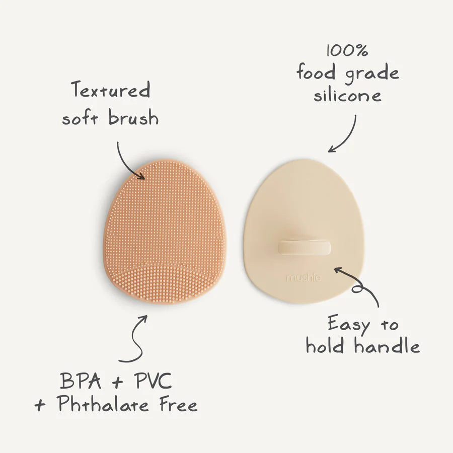 Cradle Cap Brush 2pk -Blush/Shifting Sand by Mushie & Co - Image 4