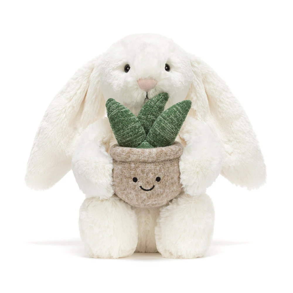 Cream Bunny with Plant by Jellycat - Image 2