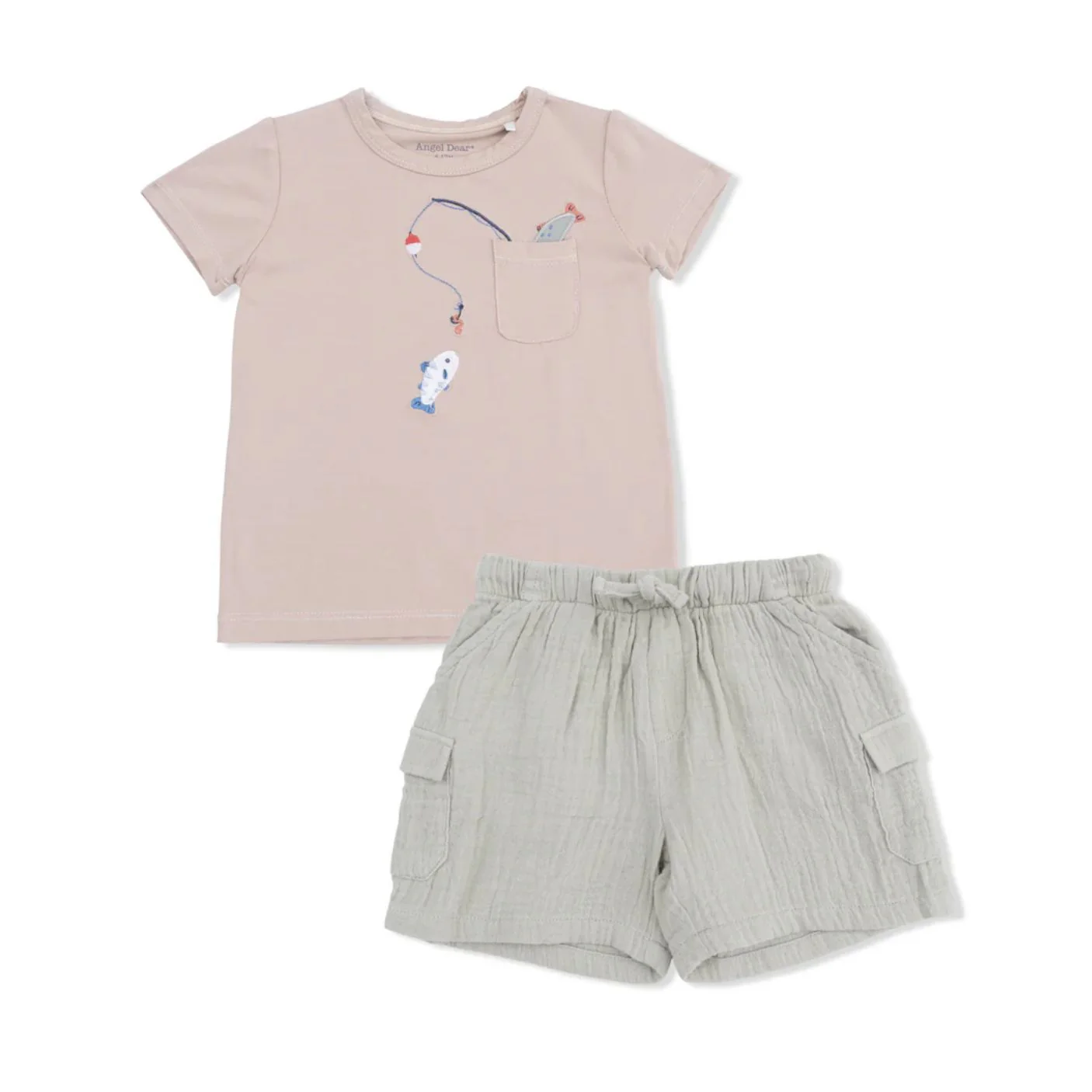 Crew Neck Tee with Cargo Short - Gone Fishing by Angel Dear