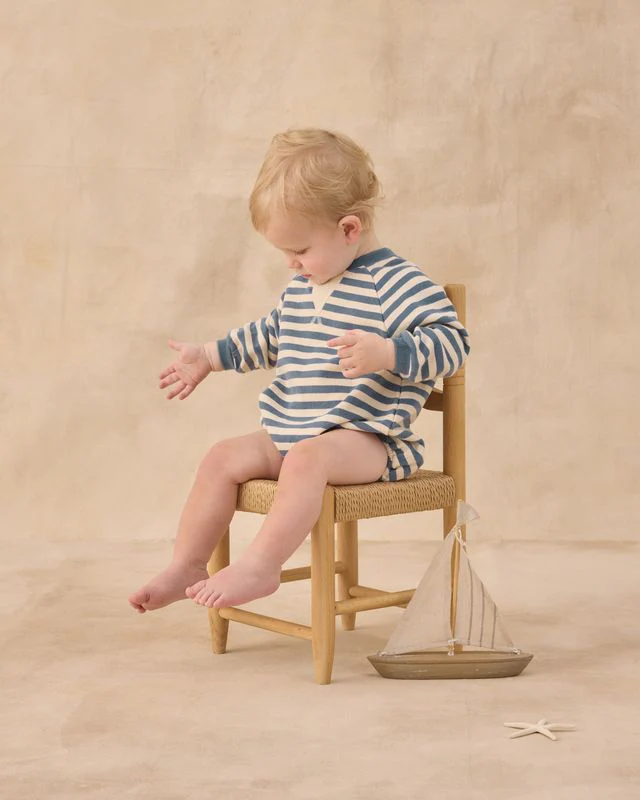 Crewneck Romper - Marine Stripe by Rylee + Cru - Image 4