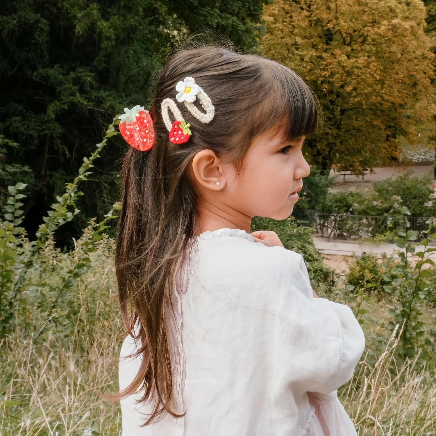 Crochet Daisy and Strawberry Clips by Rockahula Kids - Image 2