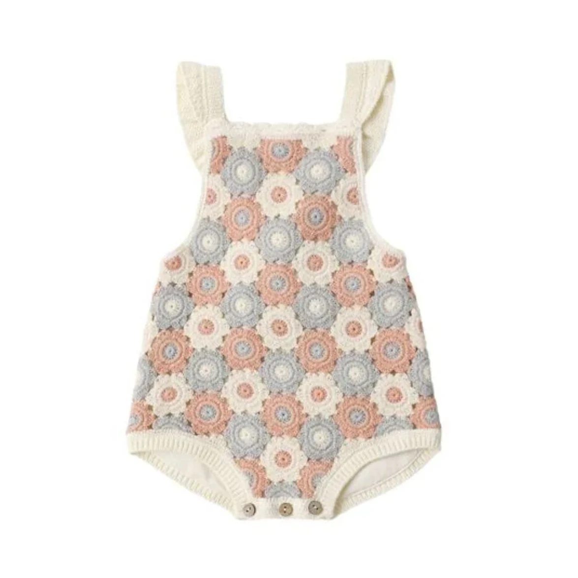 Crochet Romper - Blue, Light Pink, Ivory by Rylee + Cru