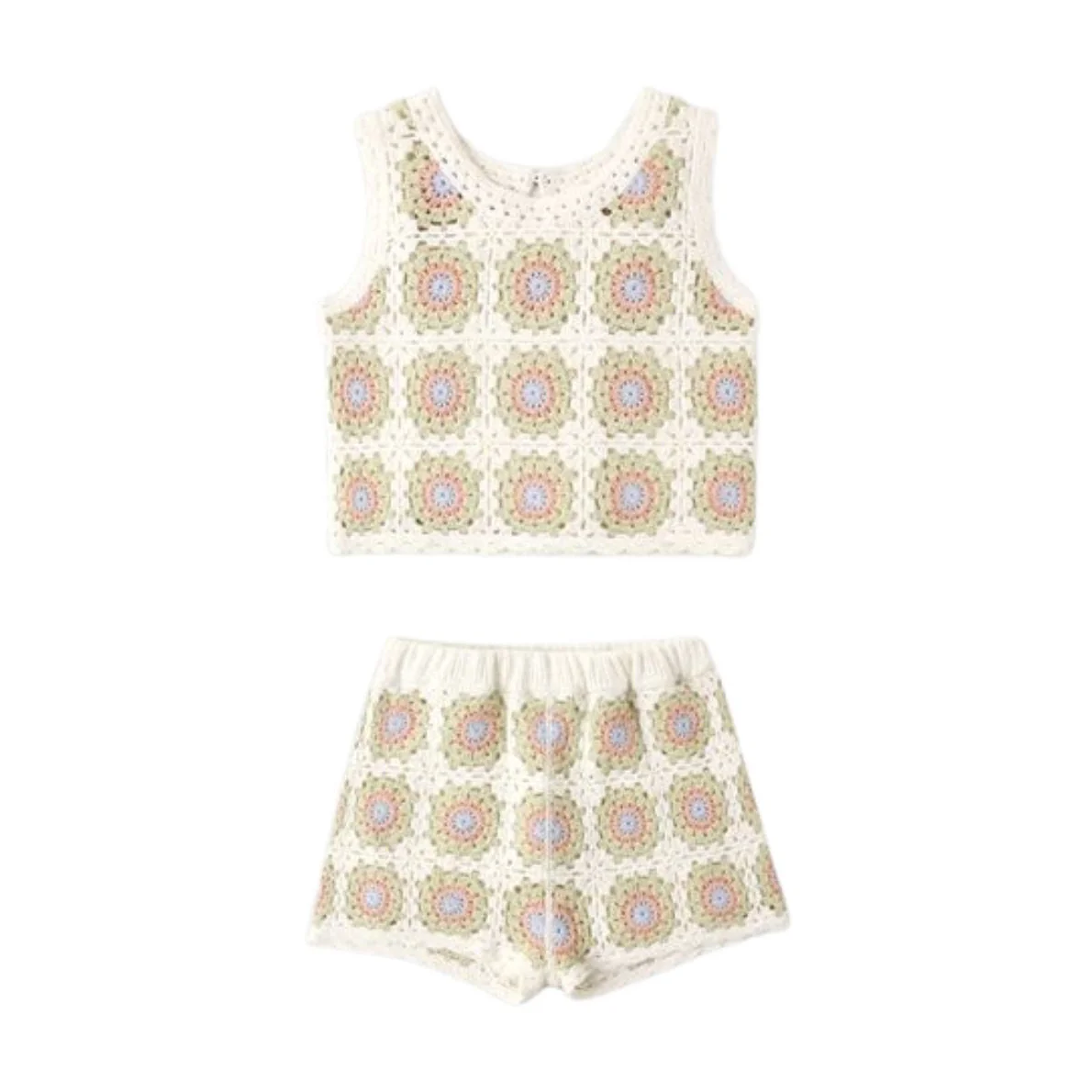 Crochet Tank Set - Citron Daisy Check by Rylee + Cru