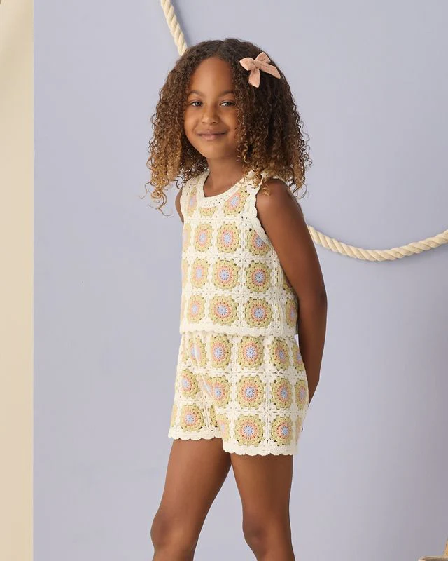 Crochet Tank Set - Citron Daisy Check by Rylee + Cru - Image 2