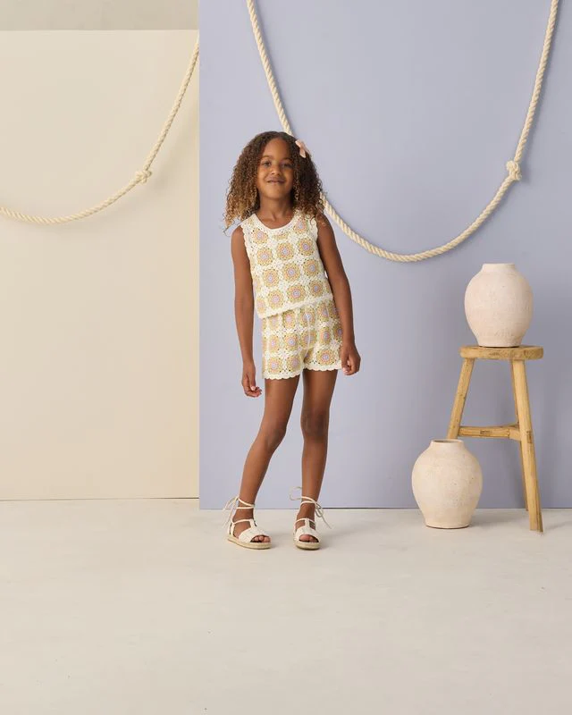 Crochet Tank Set - Citron Daisy Check by Rylee + Cru - Image 4