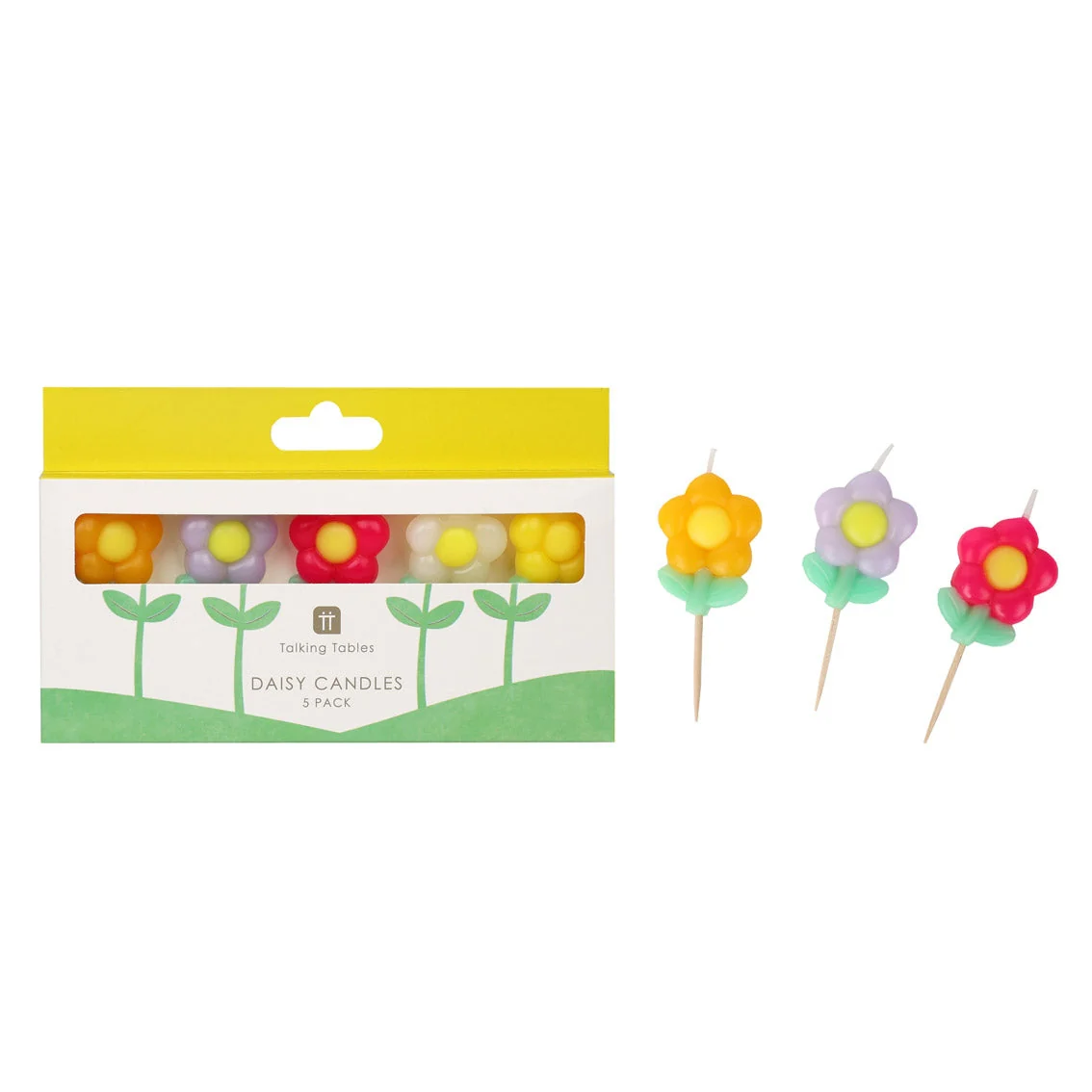 Daisy Multi Colored Birthday Candles - Set of 5 by Talking Tables - Image 4