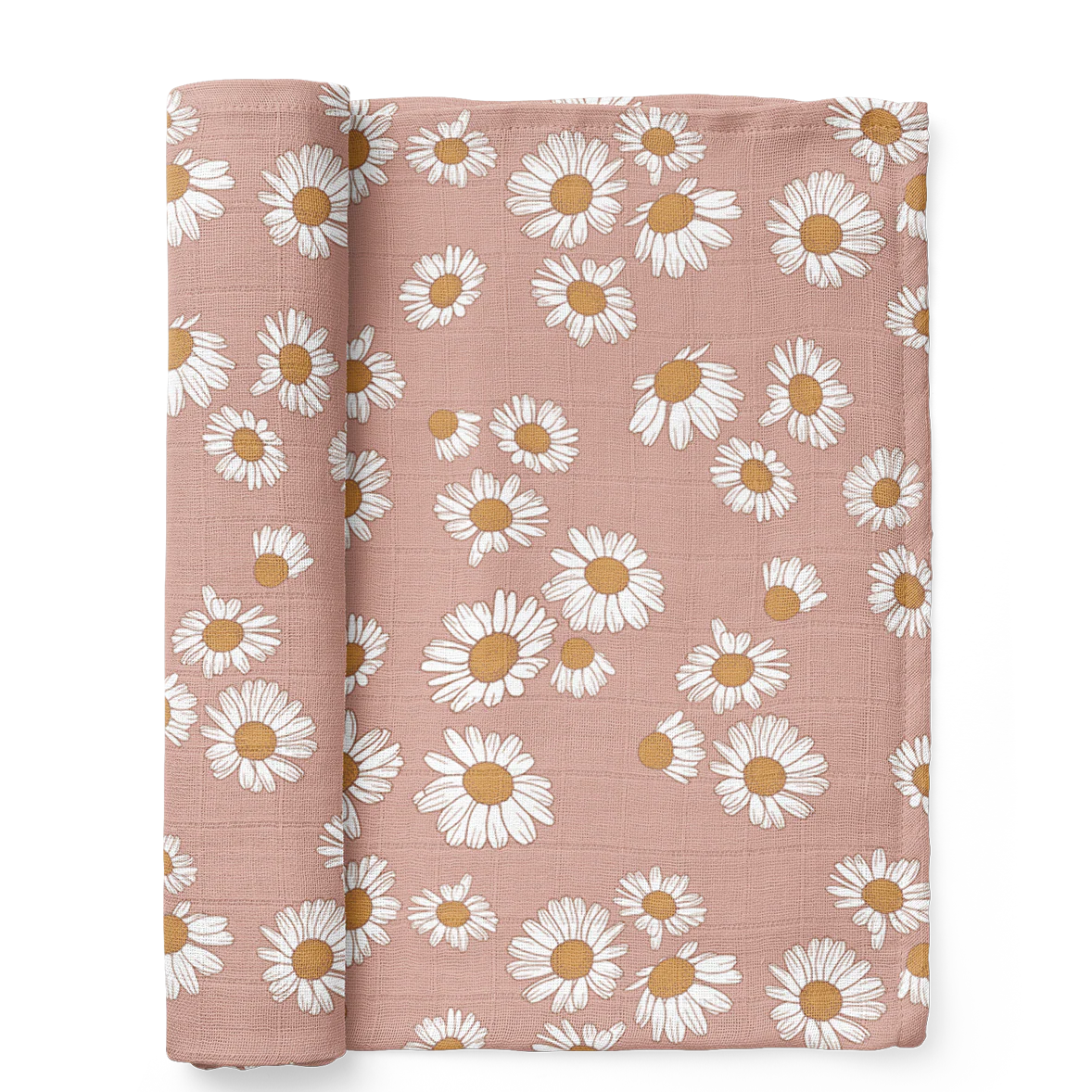 Daisy Muslin Swaddle by Mini Wander - Blush Pink by Mini Wander