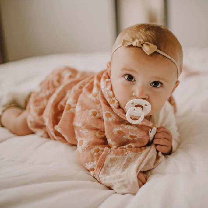 Daisy Muslin Swaddle by Mini Wander - Blush Pink by Mini Wander - Image 2