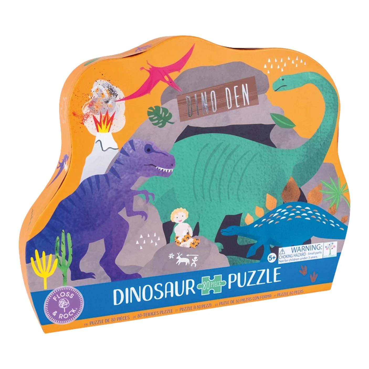 Dino Diplodocus Shaped Jigsaw - 80 Pieces by Floss & Rock