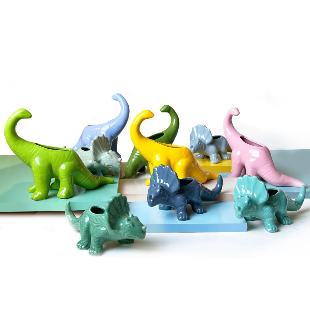 Dinosaur Ceramic Indoor Plant Pot For Succulents - Brontosaurus by Chive - Image 2