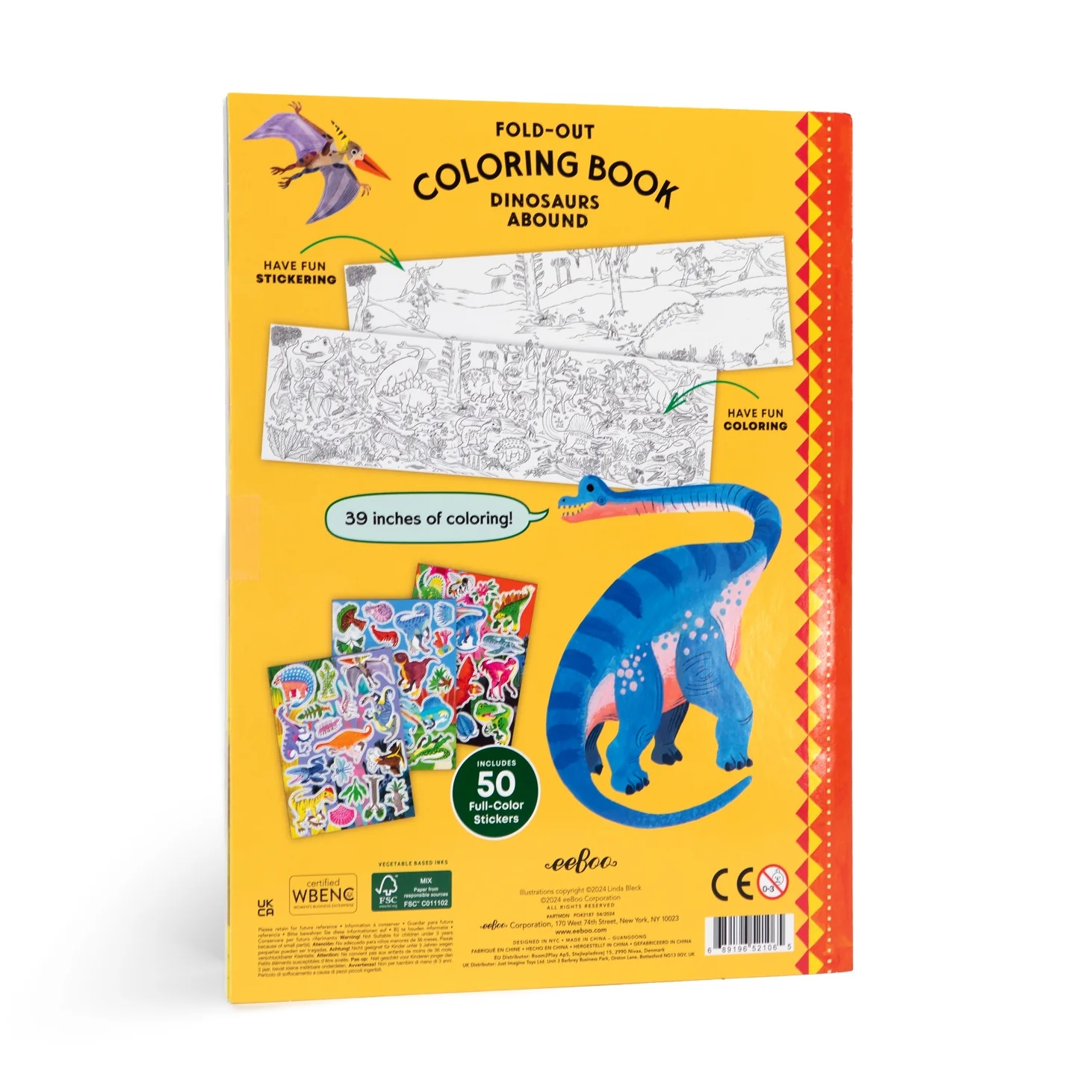 Dinosaurs Abound Fold-Out Coloring Book by Eeboo - Image 4