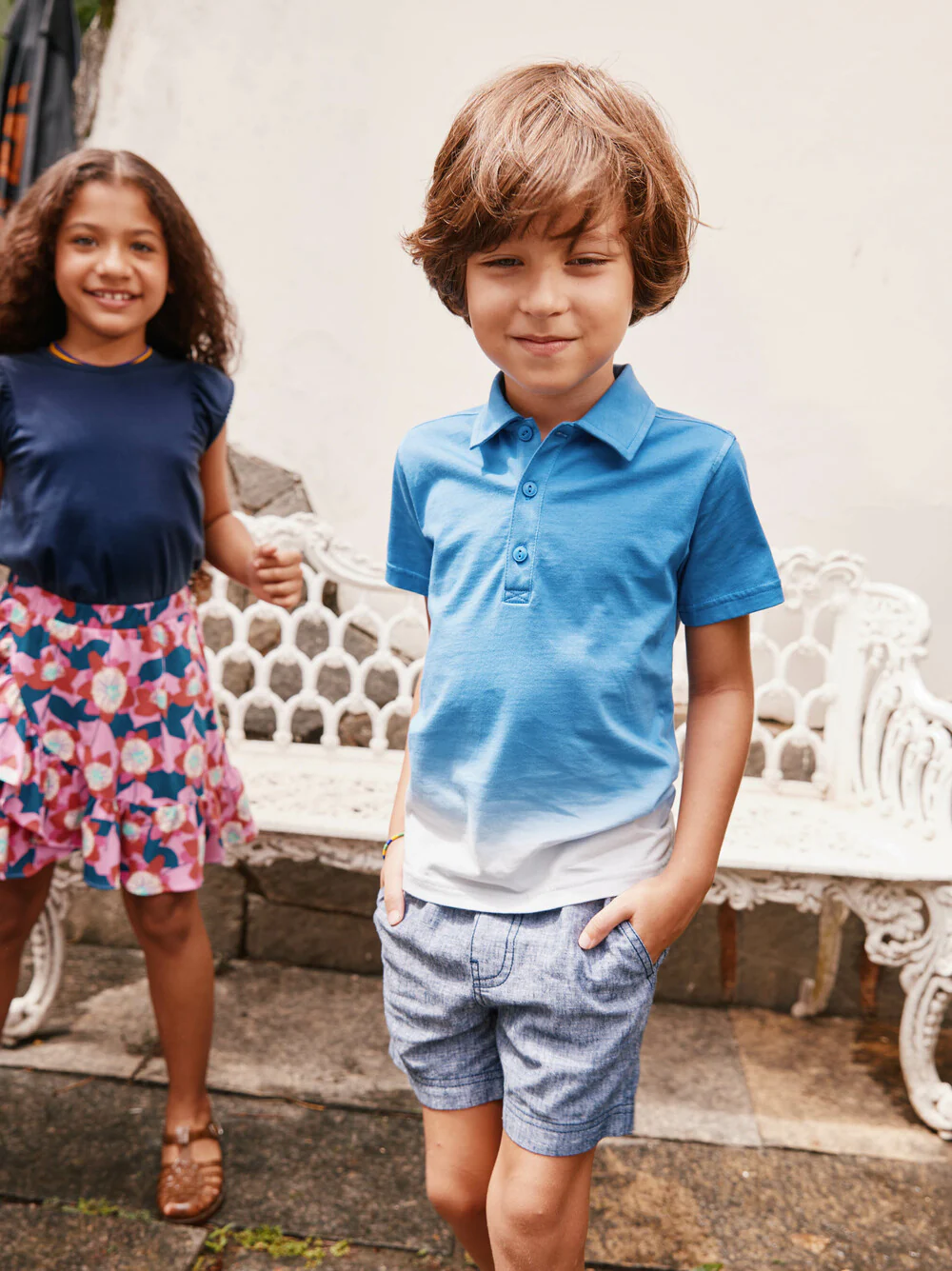 Dip Dye Polo - Batik Blue by Tea Collection - FINAL SALE - Image 3