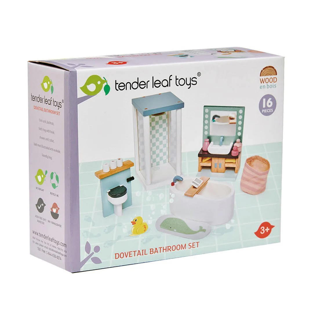 Dolls House Bathroom Wooden Furniture by Tender Leaf Toys - Image 2
