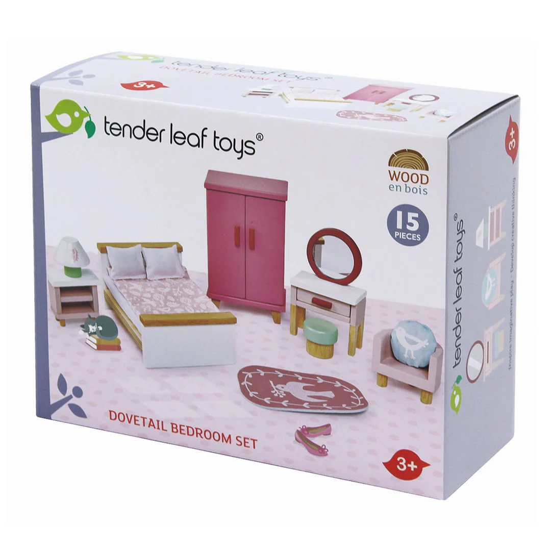 Dolls House Bedroom Wooden Furniture by Tender Leaf Toys - Image 2
