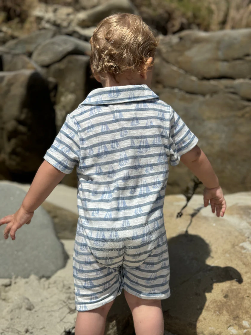 Drift Printed Romper - Sailboats by Me & Henry - Image 3