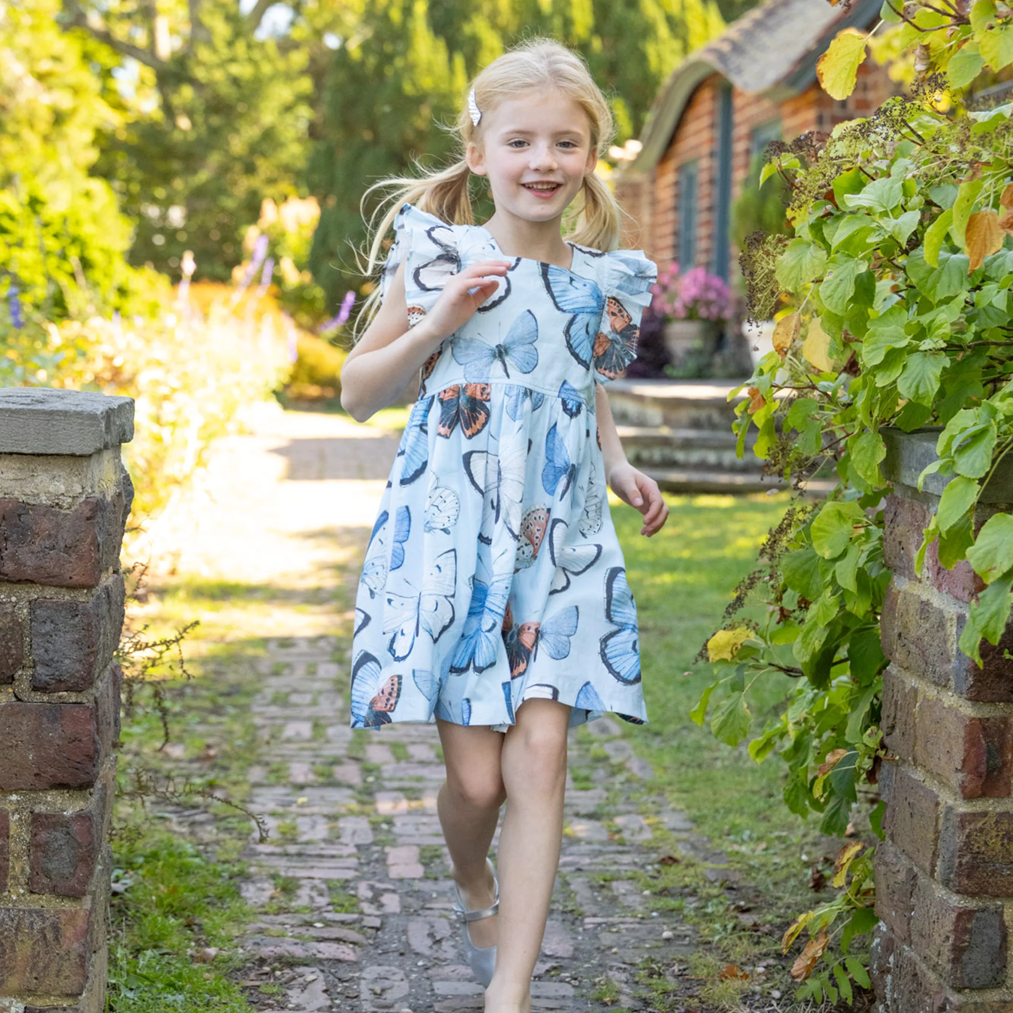 Elsie Dress - Blue Vintage Butterflies by Pink Chicken - Image 2