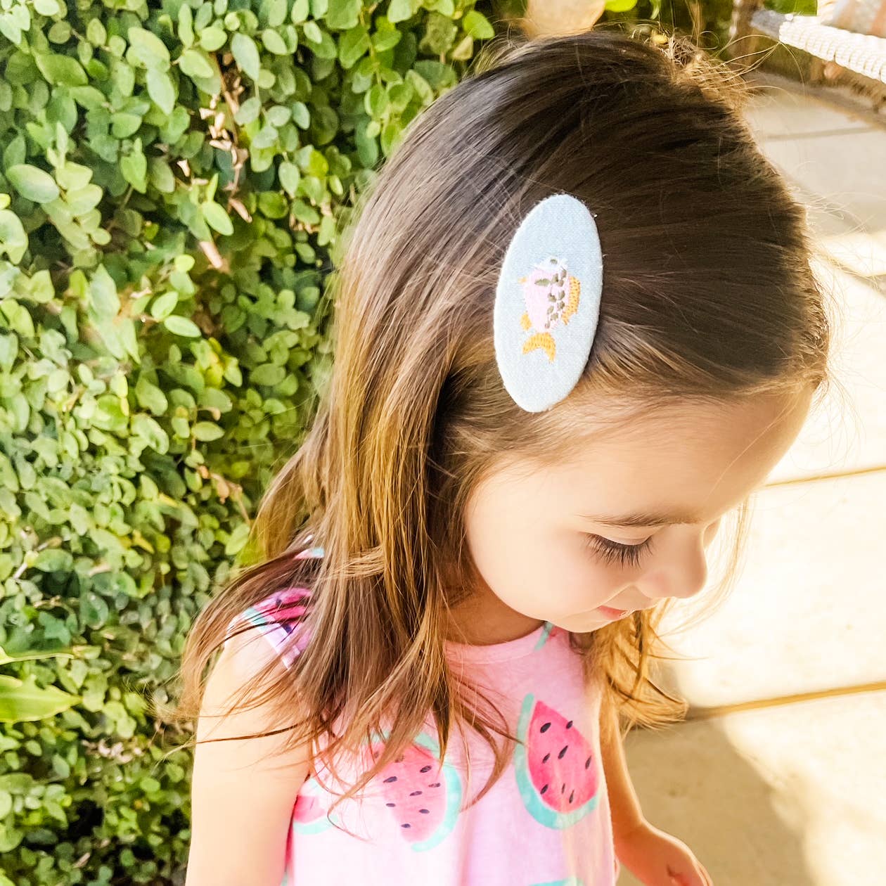 Embroidered Large Snap Hair Clips - Set of 3 by Baby Wisp - Image 2