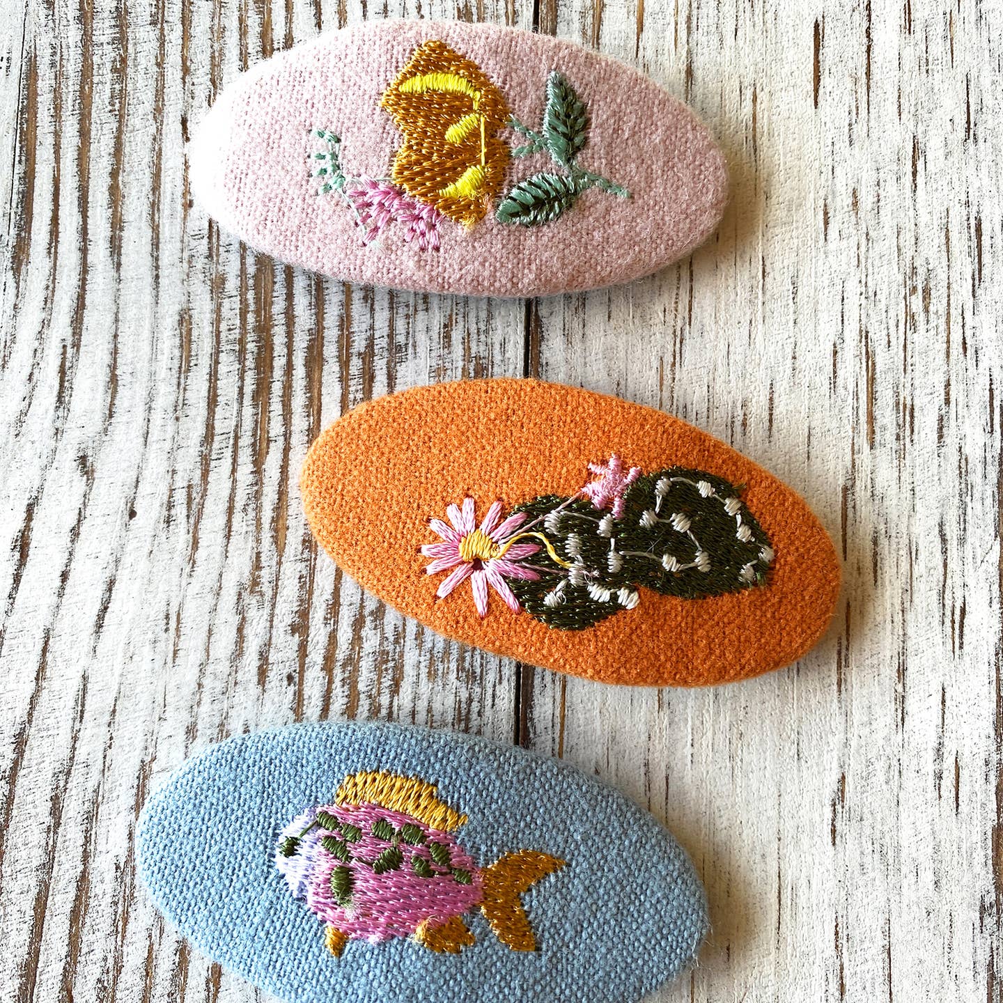 Embroidered Large Snap Hair Clips - Set of 3 by Baby Wisp - Image 4