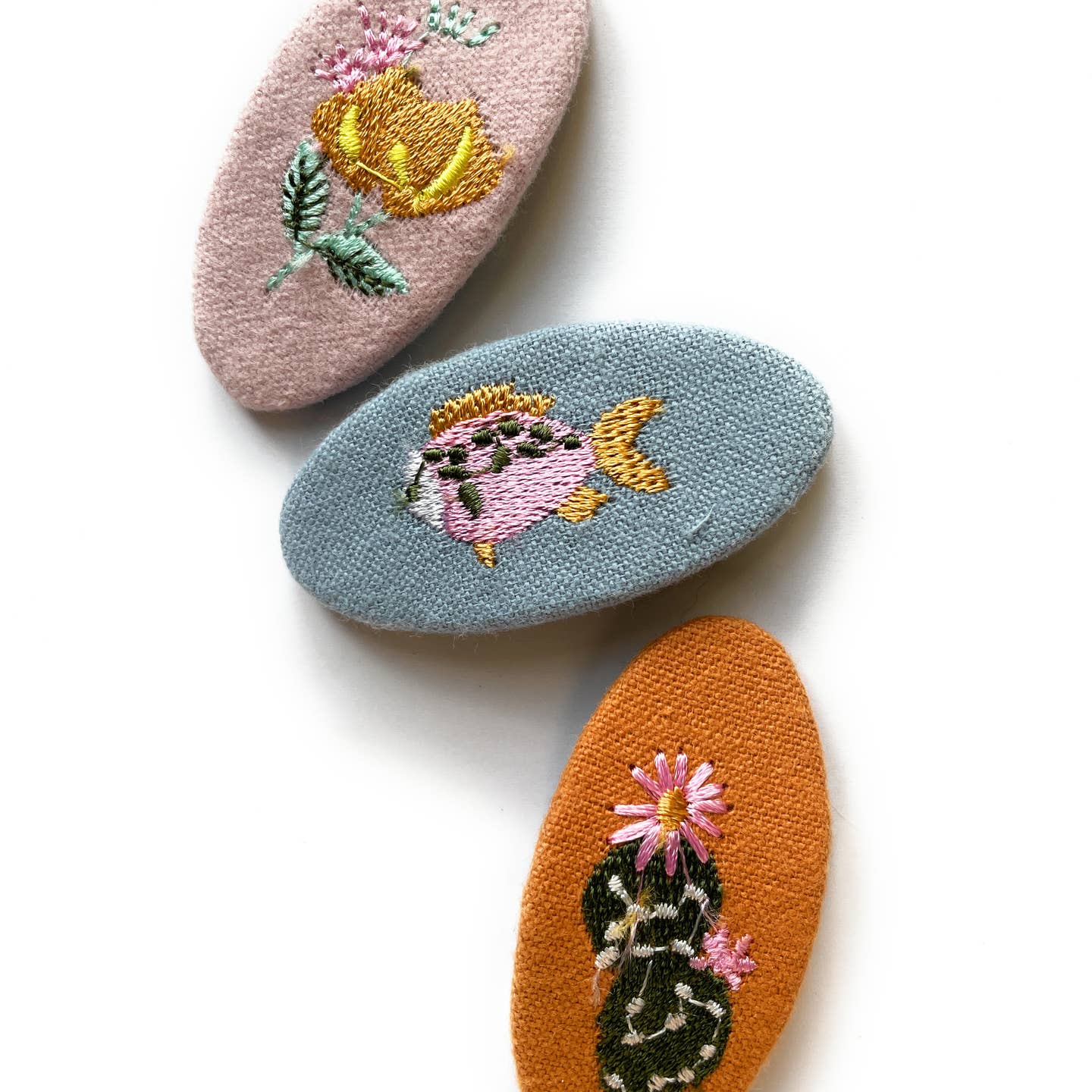 Embroidered Large Snap Hair Clips - Set of 3 by Baby Wisp - Image 5