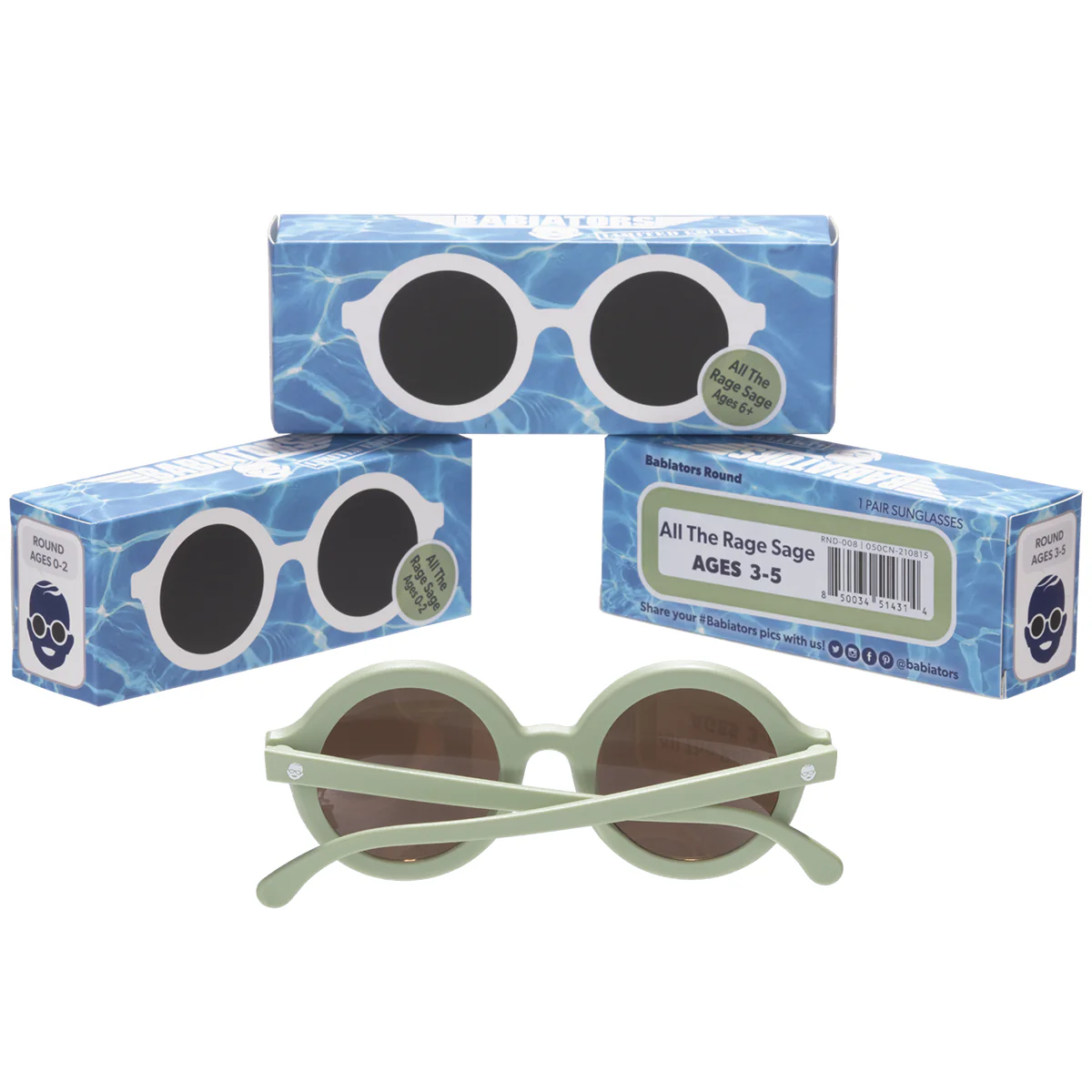 Euro Round Sunglasses - All the Rage Sage with Amber Lens by Babiators - Image 3